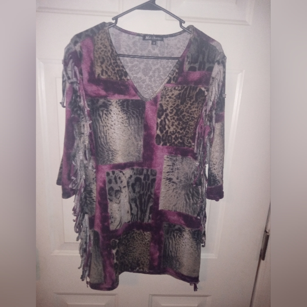 Mechant Dressy Women's Shirt Purple/Animal Print 💜 🐆 Size Medium